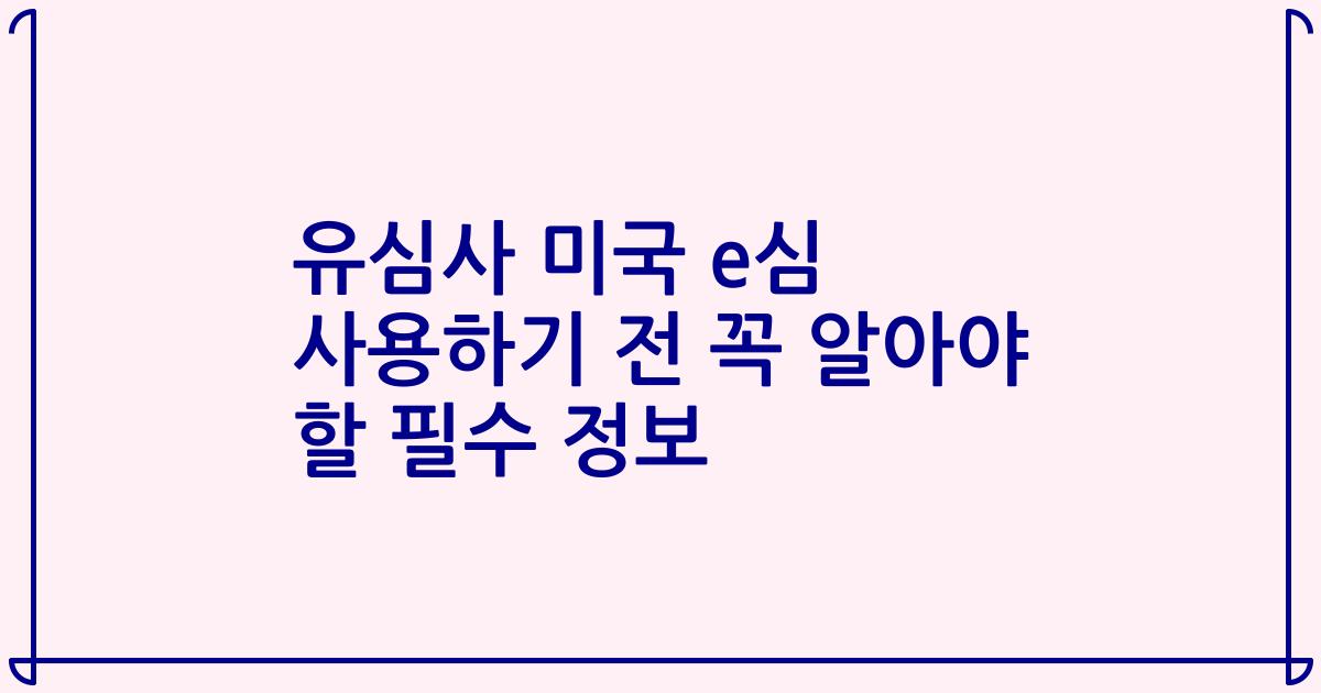 유심사 미국 e심 사용하기 전 꼭 알아야 할 필수 정보