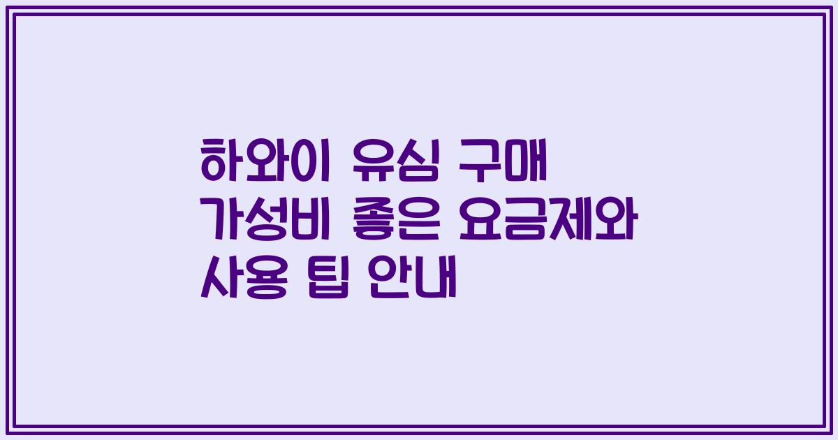 하와이 유심 구매 가성비 좋은 요금제와 사용 팁 안내
