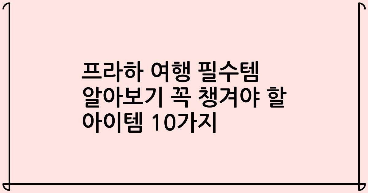 프라하 여행 필수템 알아보기 꼭 챙겨야 할 아이템 10가지