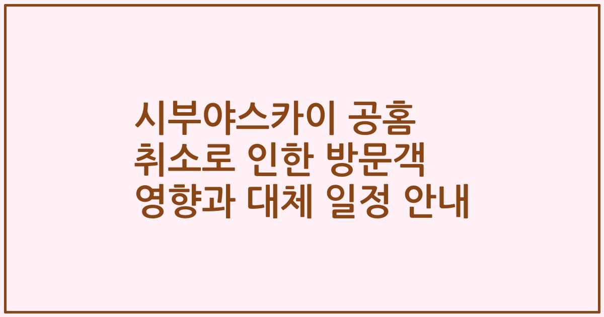 시부야스카이 공홈 취소로 인한 방문객 영향과 대체 일정 안내